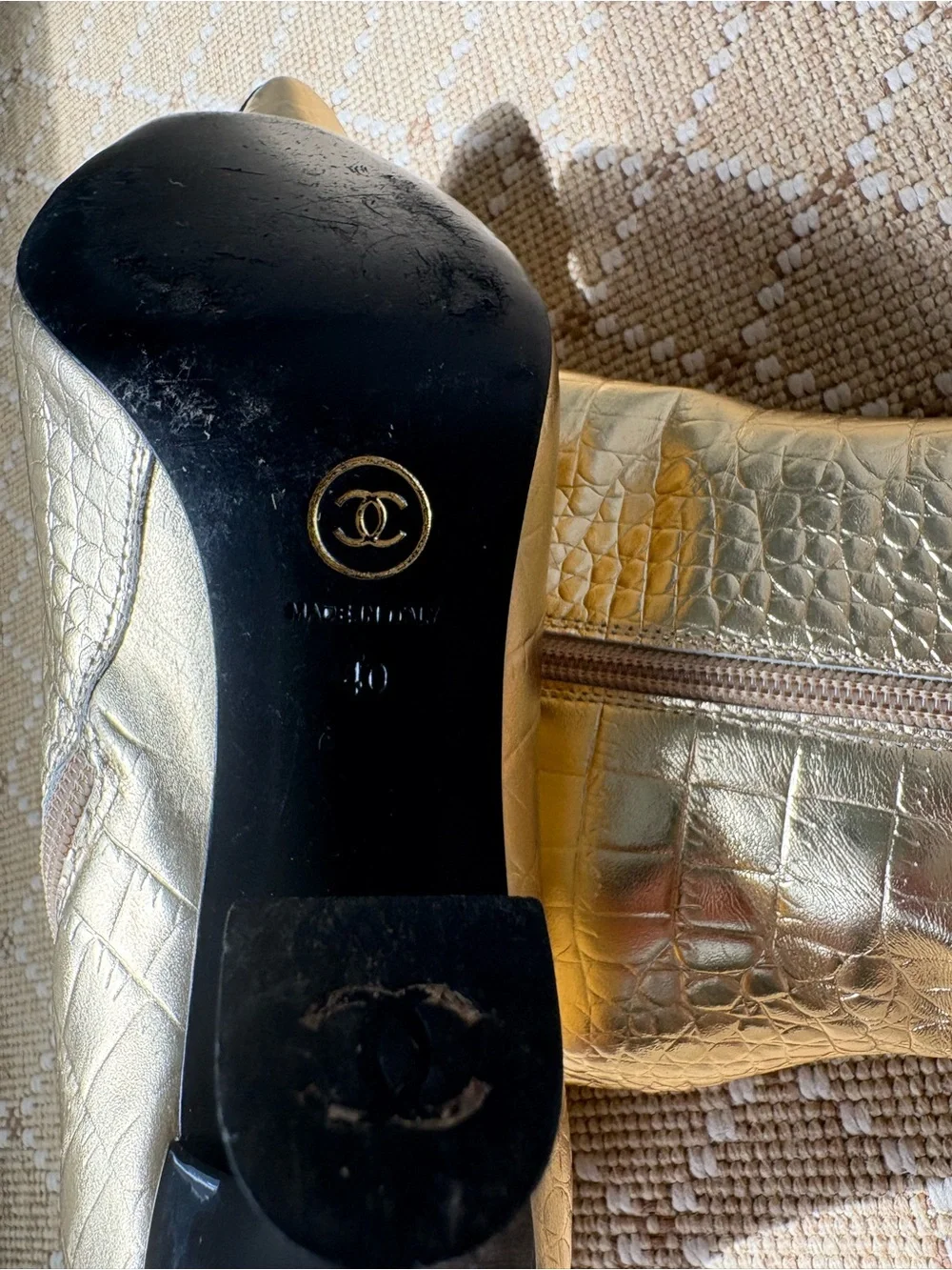 Chanel look alike boots finish metallic comfortable